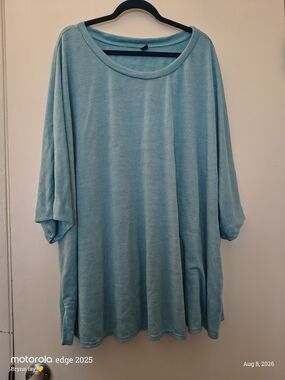 SHEIN Light Blue Relaxed Tunic Top